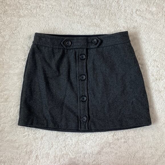 Gap grey wool blend classic button down mini skirt, size 6 - Picture 2 of 10